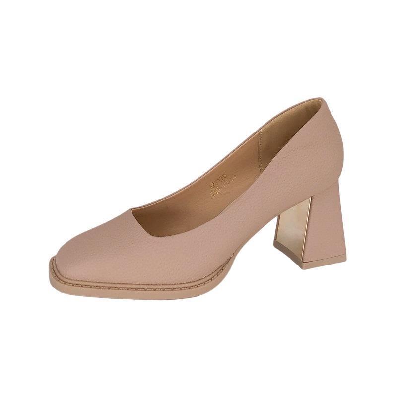 Giày Cao Gót Da Mềm Mũi Vuông Phong Cách Retro Hàn Quốc Cho Nữ