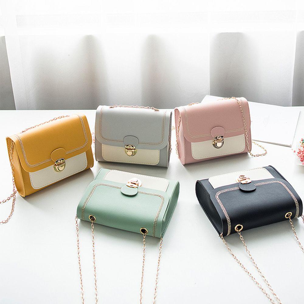 Túi Xách Da PU Dáng Vuông Phối Dây Xích Thời Trang Sang Trọng Cho Nữ