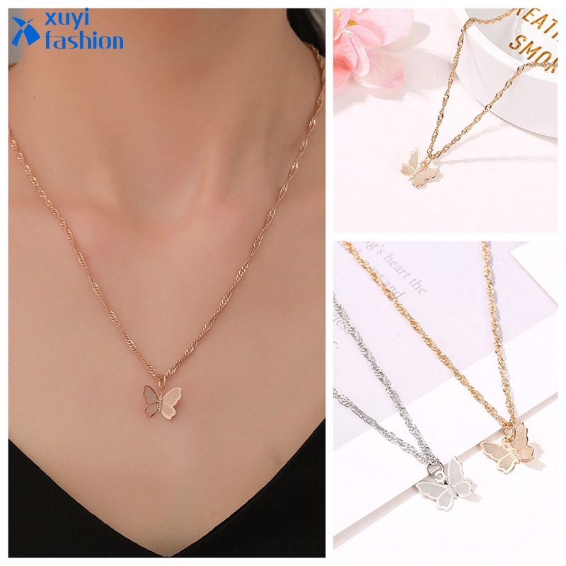 Dây chuyền màu vàng kim/bạc mặt hình bướm sành điệu thời trang Hàn Quốc