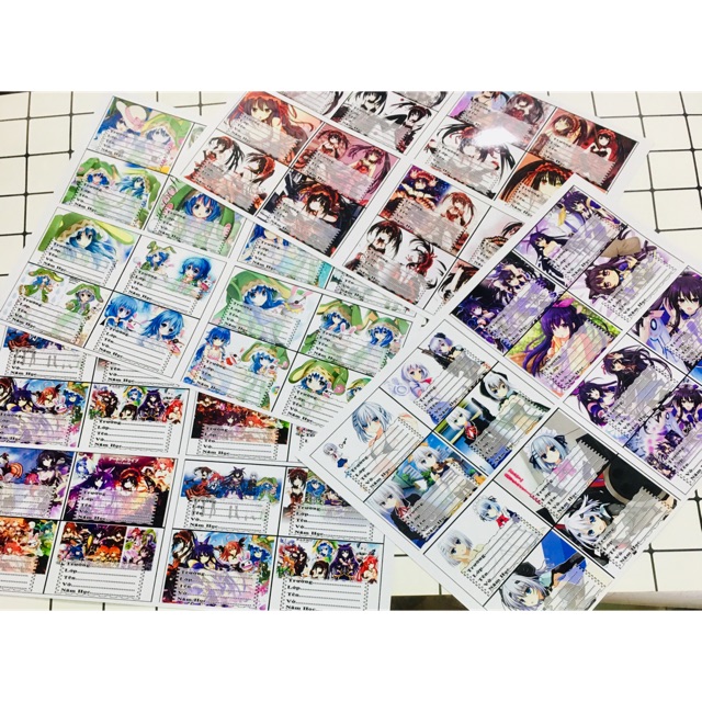 Combo 48 cái nhãn vở anime date alive