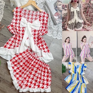 🦢 bộ mặc nhà , đồ ngủ đùi , freesize từ 40kg - 60kg , chất lụa . .