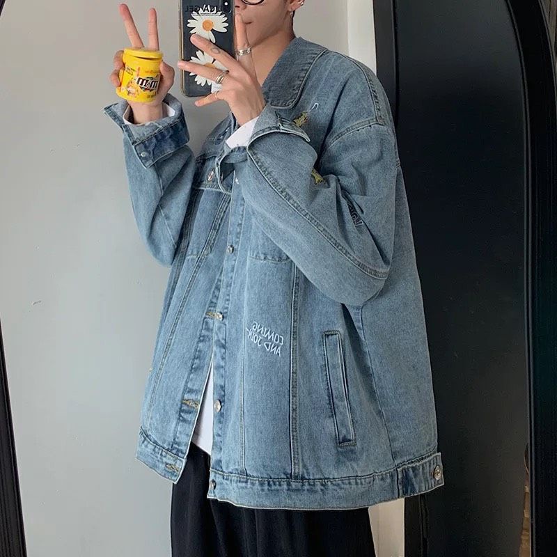 Áo khoác Jeasn Bò Denim Jacket Thêu Hàn Quốc. (thêu 8 chi tiết)