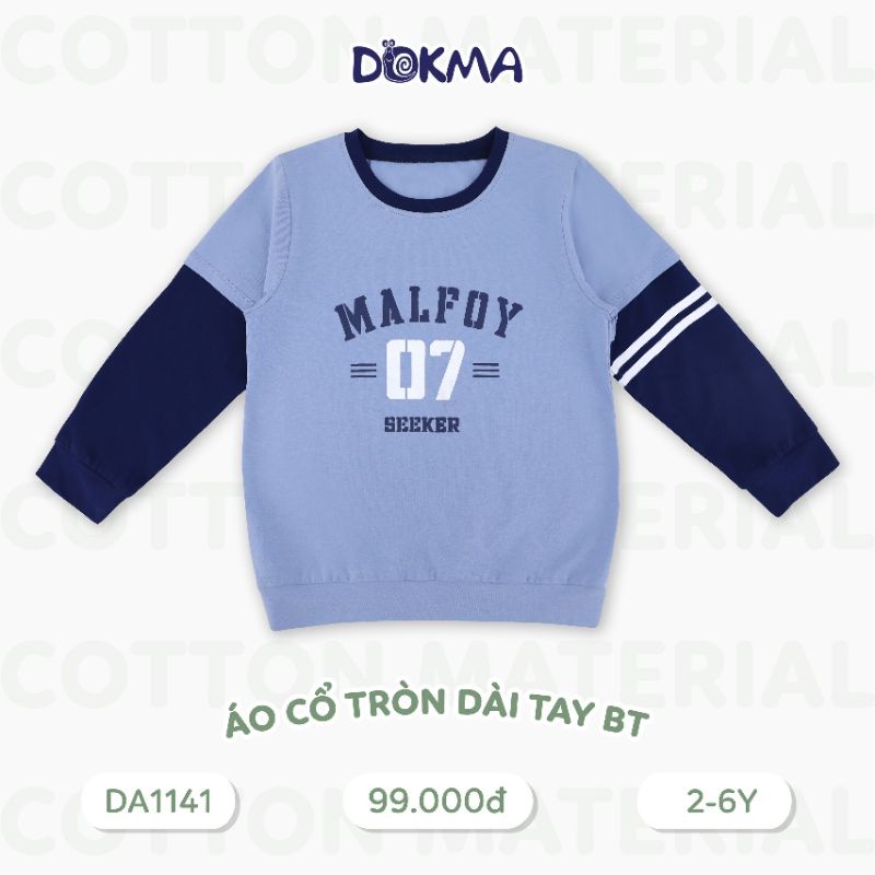 Dokma - Áo dài tay cổ tròn dáng thể thao cho bé trai từ 2 tuổi đển 6 tuổi