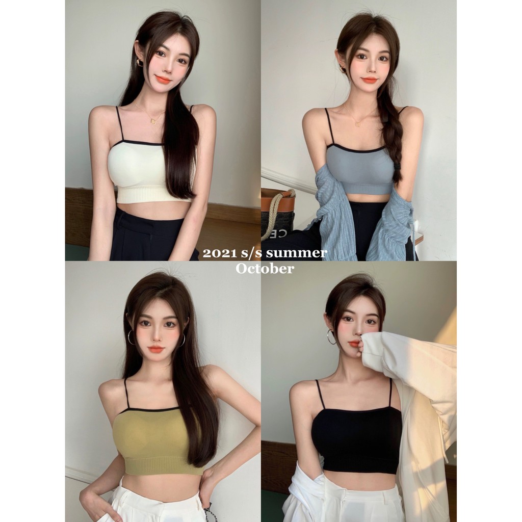 Áo Bra Cotton Nhiều Màu Phối Viền Đen Cá Tính 7580