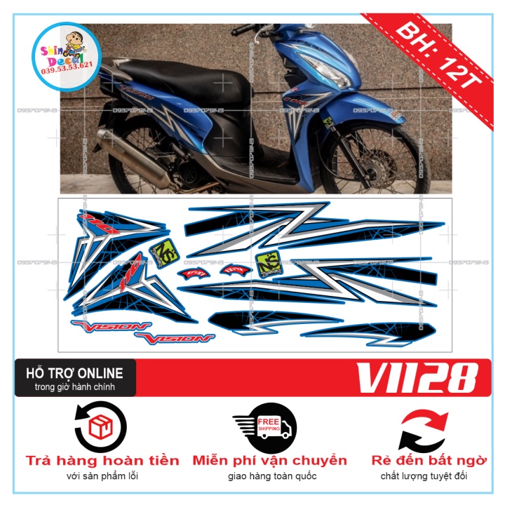 TEM XE VISION 2016 DÁN XE XANH -- SHIN DECAL 2