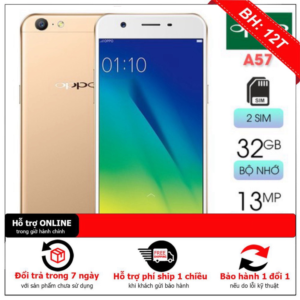 HÓT SALE Điện Thoại Oppo A57 Tặng Dán Kính Cường Lực Chơi Tiktok Game Ram 3G Bộ Nhớ 16G HÓT SALE