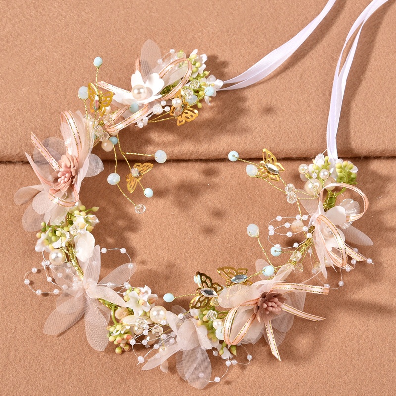 Flgo Băng Đô Cài Tóc Phối Ruy Băng Hình Lá Cây Dành Cho Cô Dâu Trong Tiệc Cưới