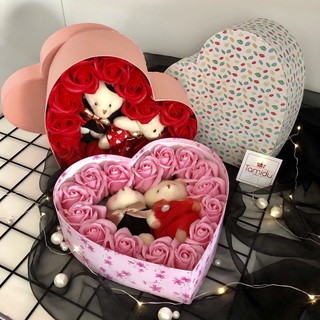 Trái tim hoa sáp thơm 2 gấu