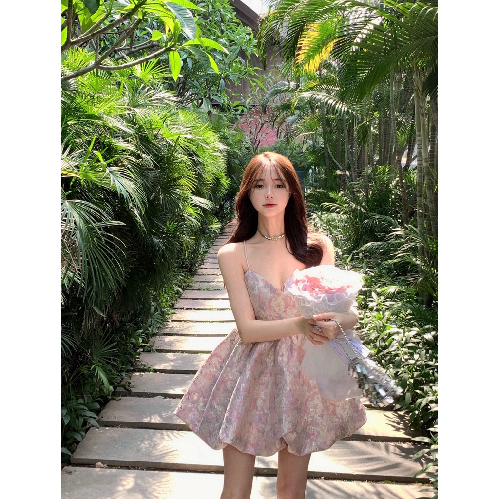 Đầm nữ vạt bí hai dây hở lưng tiểu thư Ulzzang AK3006