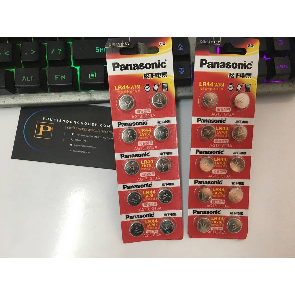 Vỉ 2 viên Pin cúc áo LR44  AG13 G13A Panasonic Chính Hãng Alkaline cho đồng hồ, thiết bị điện tử