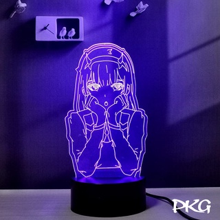 Đèn Ngủ Led 3D Hình ZERO TWO ANIME Quà Tặng Trang Trí cảm ứng có Điều khiển từ xa nháy sáng 16 màu DN69