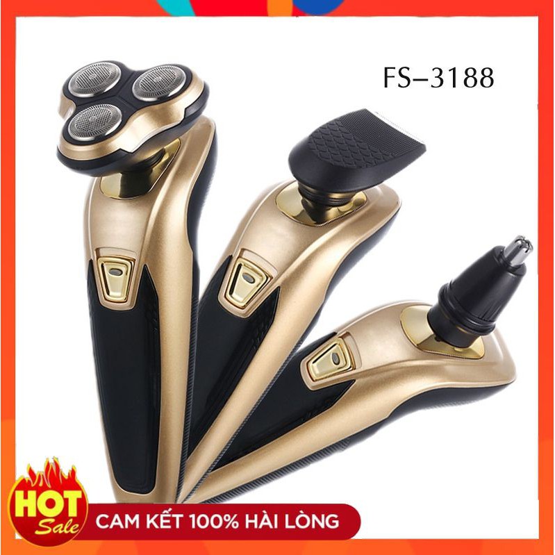 Máy Cạo Râu 3 Trong 1 Cắt Tóc Cạo Râu Tỉa Lông Lưỡi Cạo Thông Minh, Có Cổng Sạc F-3188