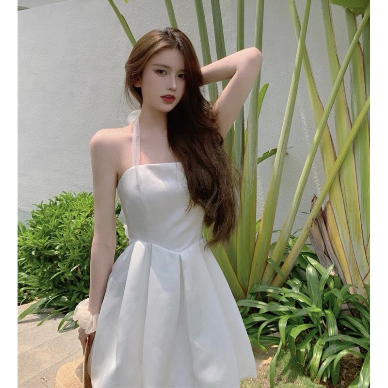 Đầm váy nữ xoè cột nơ mút ngực, Đầm xoè dự tiệc đi chơi | BigBuy360 - bigbuy360.vn