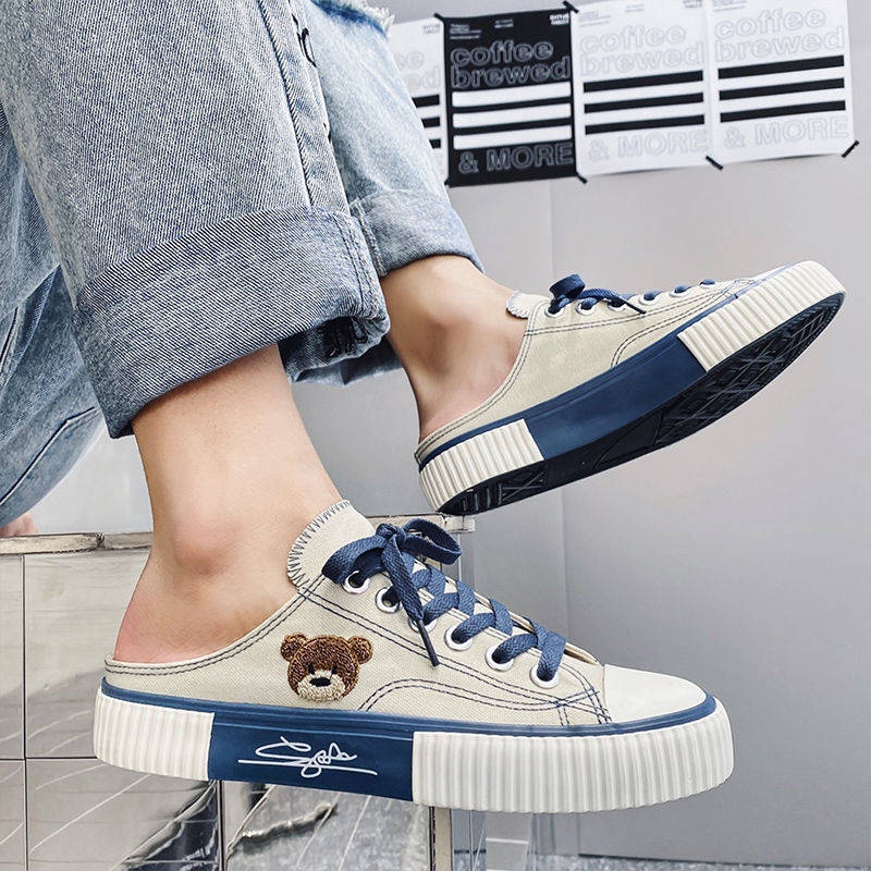 Giày Lười Vải Canvas Thời Trang Mùa Hè Có Giá Đỡ Không Có Gót Cho Nam