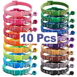 10 cái Vòng cổ cho chó bán buôn với vòng cổ cho mèo An toàn tinh tế Thông thường nylon cho chó Cổ áo cổ dây đeo thời trang Chuông có thể điều chỉnh cho thú cưng Mèo cổ áo