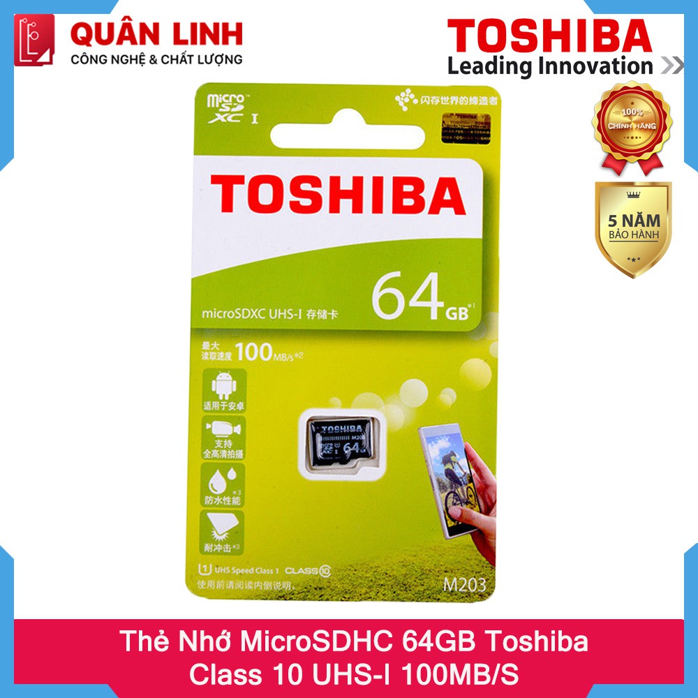 Thẻ Nhớ MicroSDHC 64GB Class 10 UHS-I 100MB/s Toshiba - hàng phân phối bởi FPT