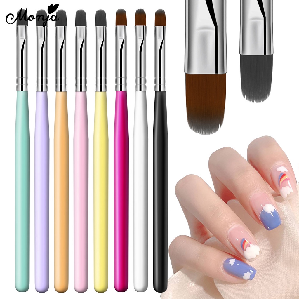 MONJA [Hàng mới về] Cọ vẽ móng tay cán gỗ 8 màu sắc tùy chọn