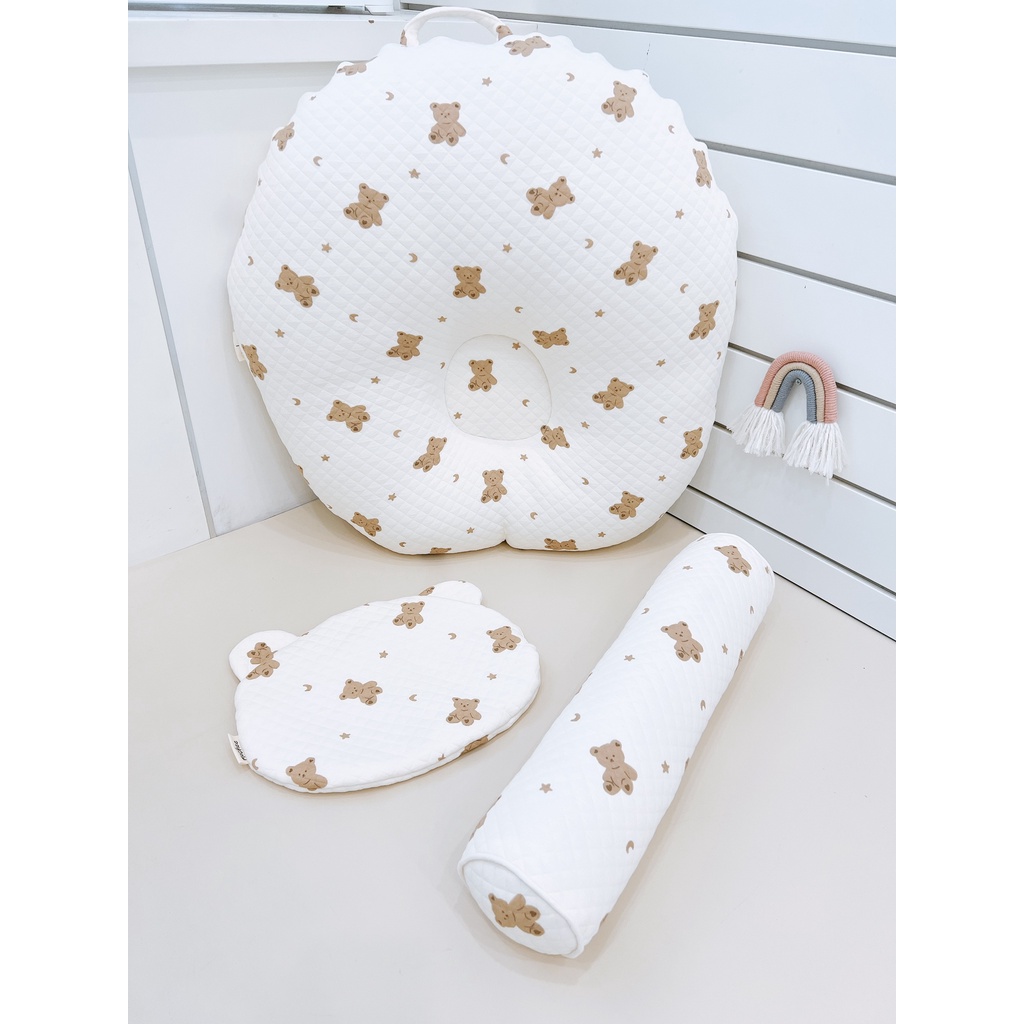 Gối chống trào ngược Mochee lụa trần bông Gấu cao cấp