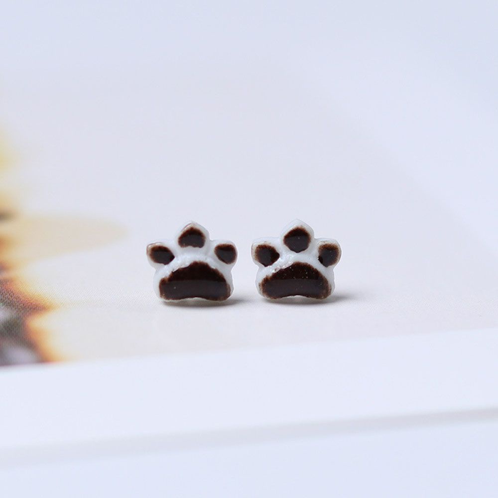 Bông tai hình chân mèo bằng gốm nhiều màu sắc dễ thương cho nữ