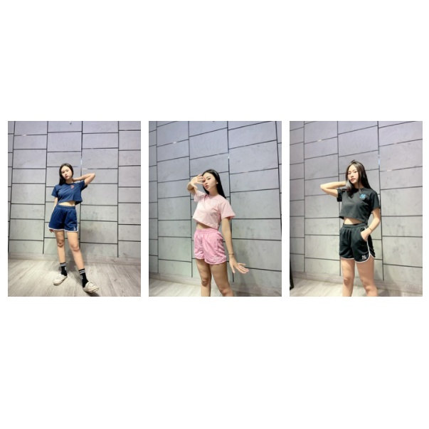 (HÀNG XUẤT XỊN) Áo thun 3 màu: Đen, Hồng, Xanh 1872 M//L//B CROPTOP Made in V//N full-tag-code  SIZE S M