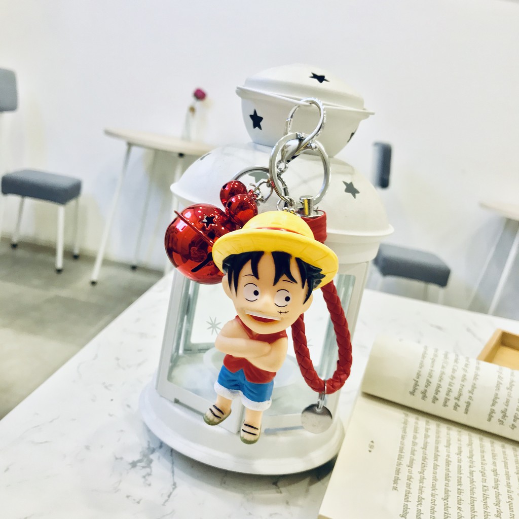 Móc khóa Đảo đầu lâu ONE PIECE kèm dây và 3 chuông