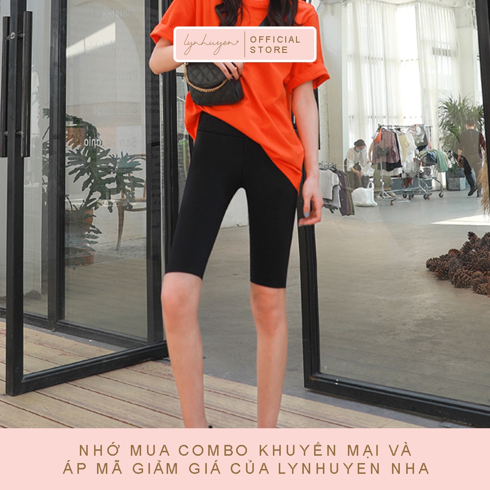 Quần Legging Lửng Đùi Nữ Nâng Mông Cạp Cao Lynhuyen Màu Đen Q007