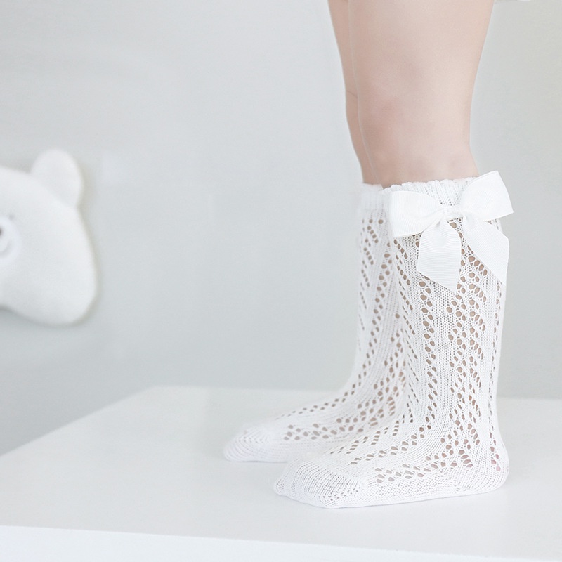 Vớ KOKOROCARE YS-YR01 lưới mỏng đính nơ thắt lớn size S/ M dành cho bé gái từ 0-3 tuổi