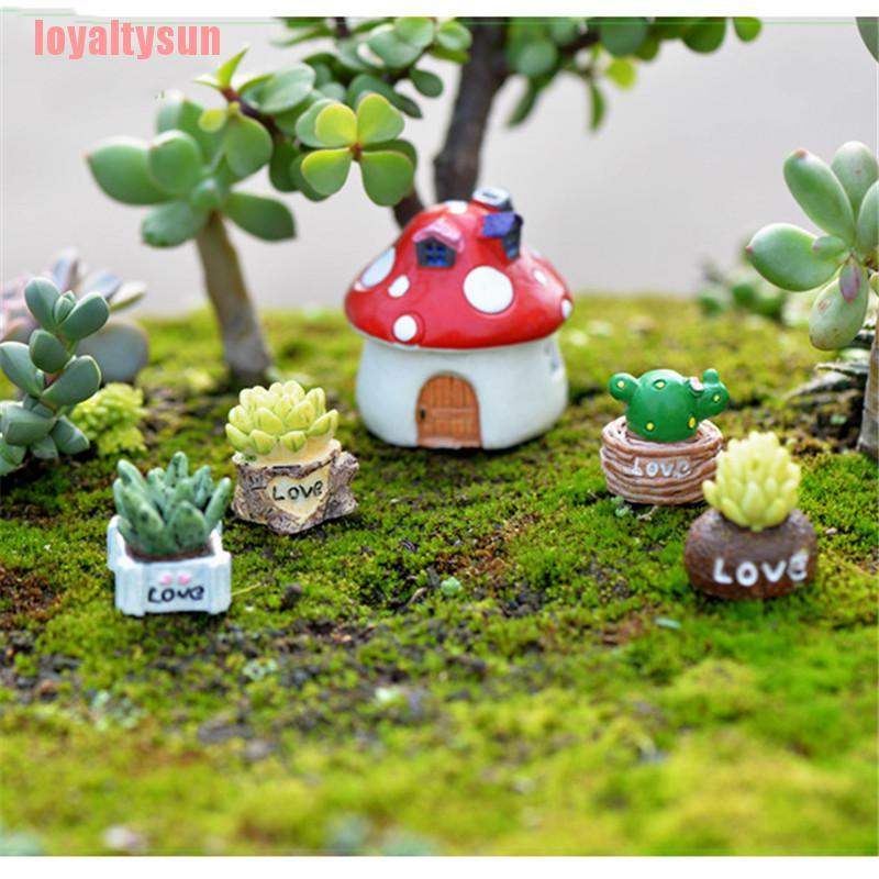 Bộ 4 Mô Hình Chậu Cây Mini Trang Trí Sân Vườn