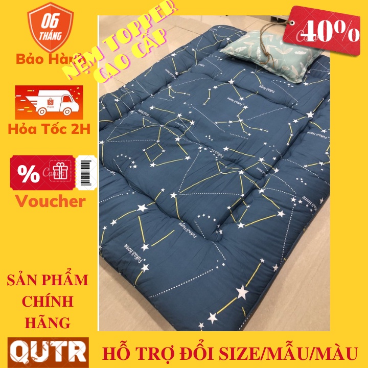 - Nệm topper xuất Nhật FUKOJI Cao Cấp - 1m x 2m, 1m4 x 2m, 1m6 x 2m - màu Xanh Sao Chính Hãng