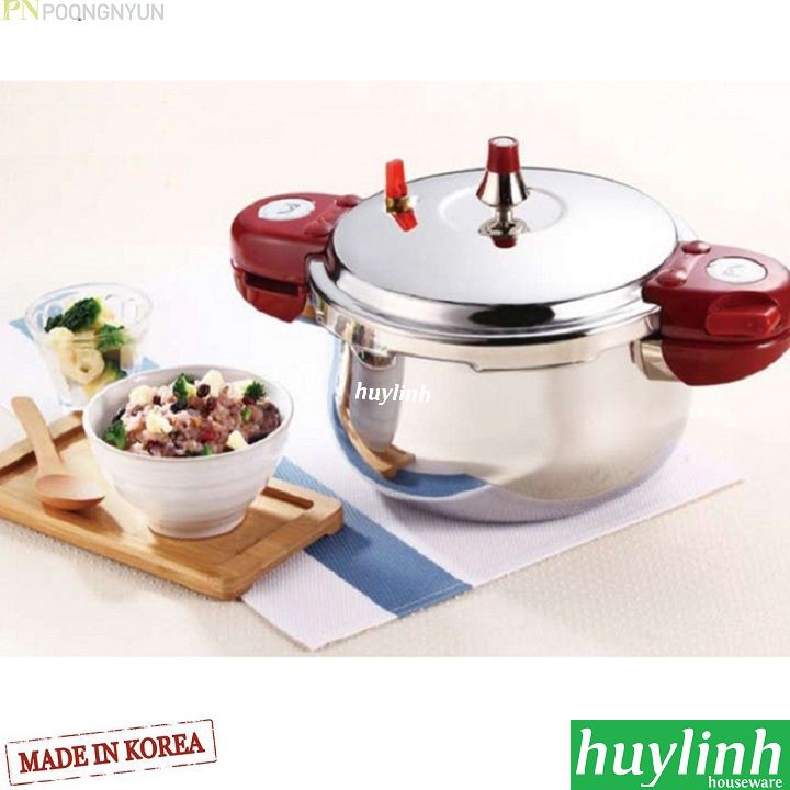 Freeship Nồi áp suất Inox đáy từ PoongNyun BTPC(IH)-22C - 4.5 lít - Made in Hàn Quốc