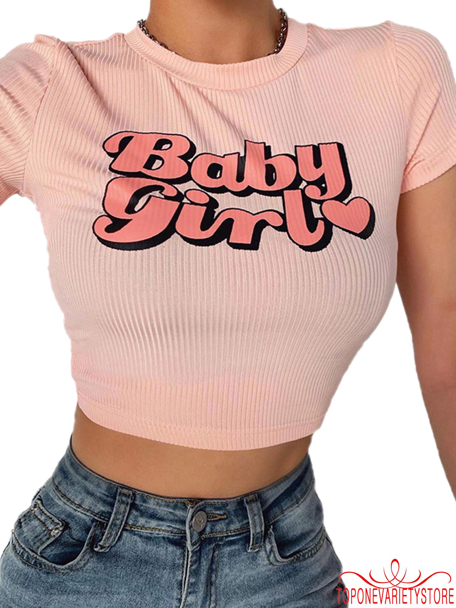 Áo lửng tay ngắn in chữ thời trang cho nữ | BigBuy360 - bigbuy360.vn