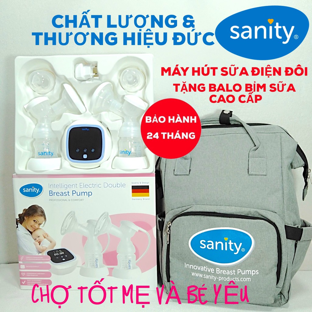 [BH 2 NĂM][TẶNG] MÁY HÚT SỮA ĐIỆN ĐÔI SANITY NHẬP KHẨU DỨC