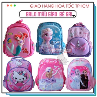 Balo cho bé đi học mẫu giáo balo 3D cho bé gái màu hồng in hình kỳ lân Unicorn tím hồng đáng yêu