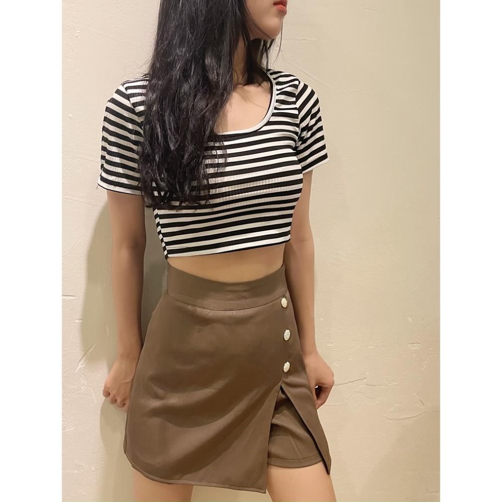 Quần giả váy nữ dáng ngắn chữ A chất tuyết mưa HÀNG ĐẸP quần váy có khuy giả BIGSIZE S - 3XL, Quần váy ngắn dáng chữ A