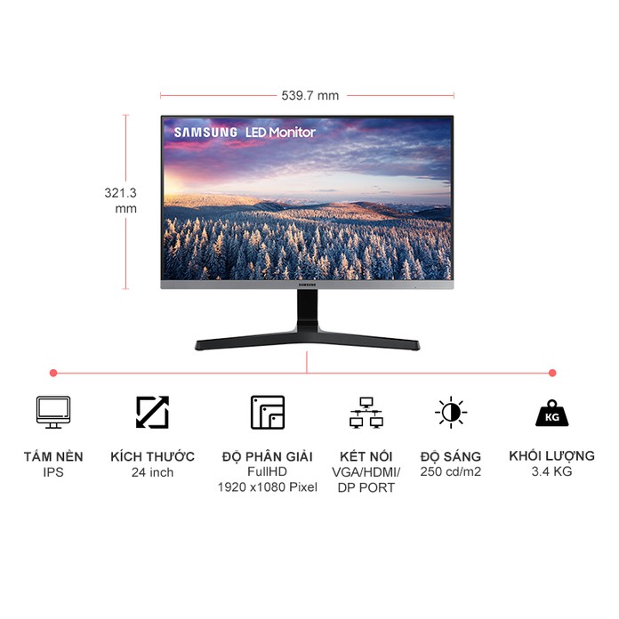 Màn hình Samsung LS24R350FHEXXV (23.8 inch/FHD/LED/IPS/250cd/m²/HDMI+VGA/75Hz/5ms) | BigBuy360 - bigbuy360.vn