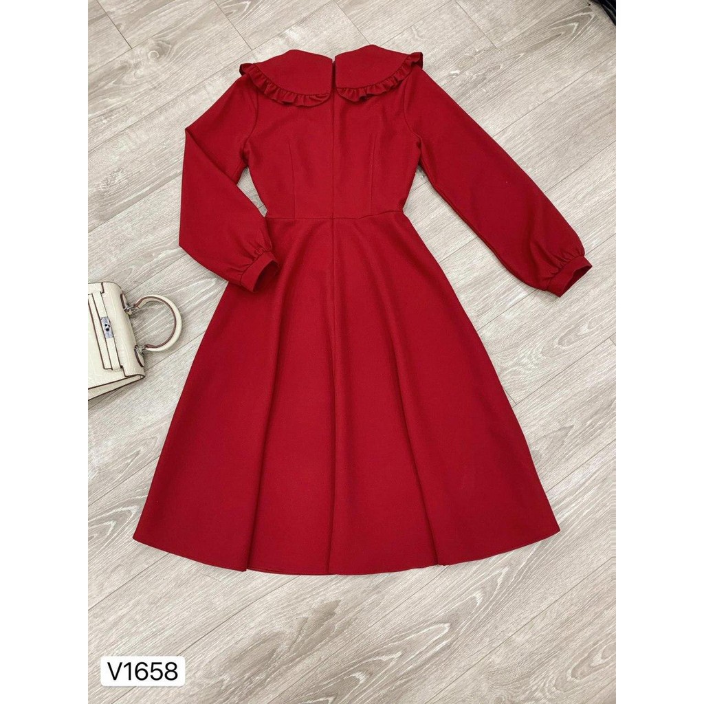 Đầm đỏ thiết kế dáng xòe đỏ tay dài hợp thu V1658_ Hela Shop DVC[kèm ảnh thật]