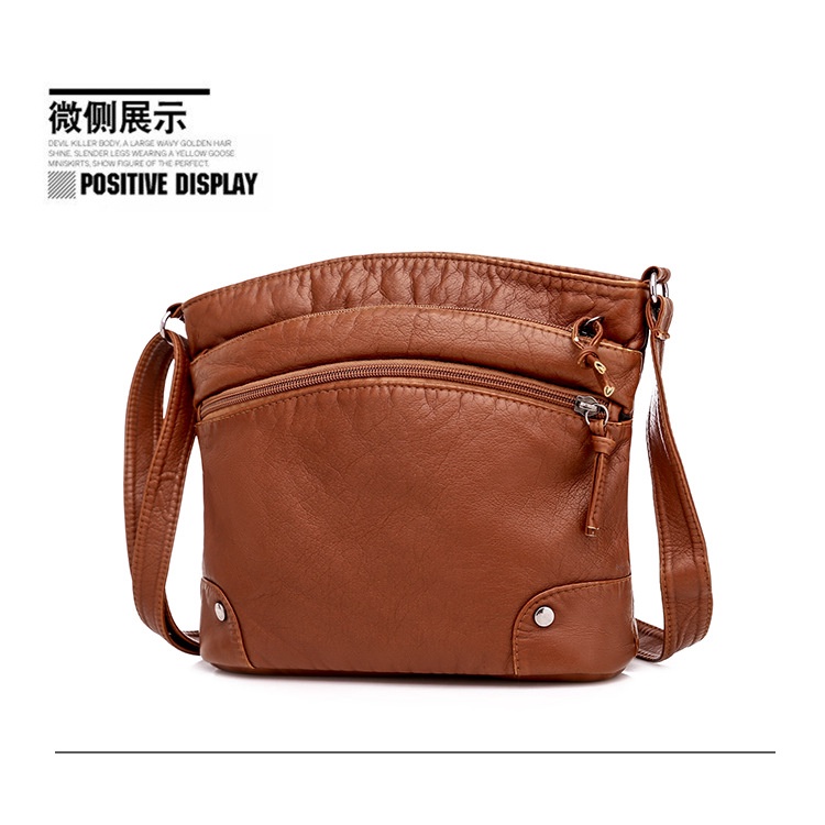 Túi đeo chéo nữ da mềm dáng vuông nhiều ngăn khóa kéo LILA DAT155