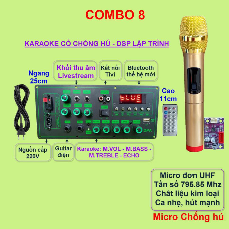 Mạch loa kéo MD9840 150W thu âm LIVESTREAM - DSP lập trình chống hú, chỉnh Bass Treble Kèm Micro