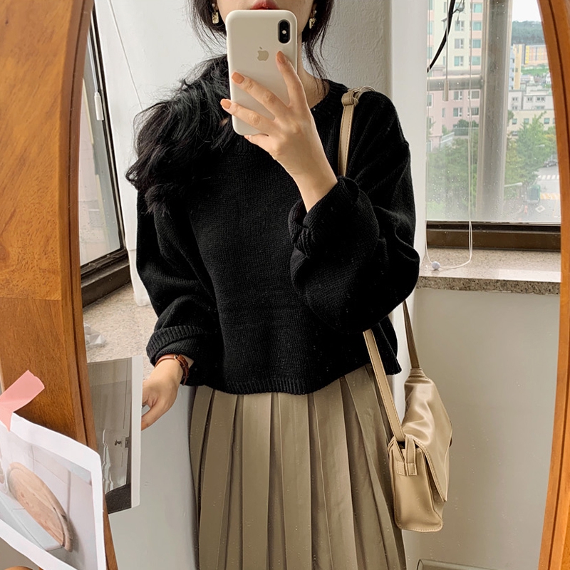 Áo Sweater Dệt Kim Tay Dài Màu Sắc Đơn Giản Phong Cách Hàn Quốc Thời Trang Thu Đông Cho Nữ | BigBuy360 - bigbuy360.vn