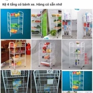 Kệ 4 tầng có bánh xe để đồ đa năng