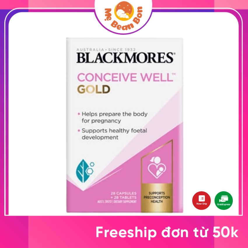 Viên uống tăng khả năng thụ thai Blackmores Conceive Well Gold Hộp 56 Viên của Úc bổ sung cho phụ nữ trước mang thai