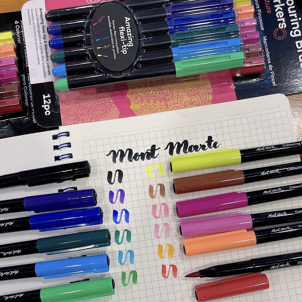 Bộ Bút Cọ Coloring Brush Pen 12 Màu Mont Marte