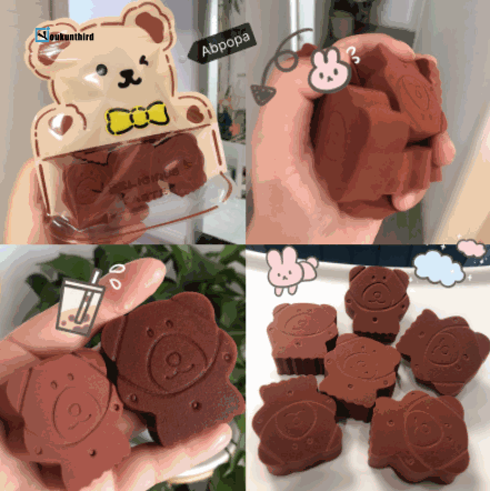 [Hàng mới về] 1/ 6 miếng mút trang điểm mềm mại dễ thương hình gấu Ykd