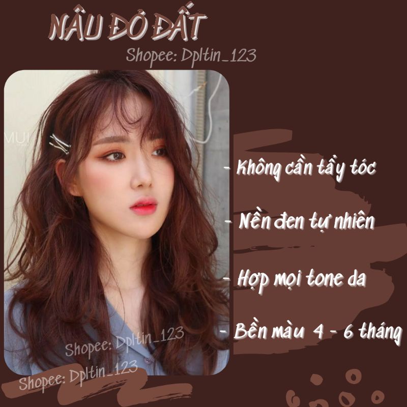 NÂU ĐỎ ĐẤT (tặng lược nhuộm), set nhuộm không cần tẩy tóc