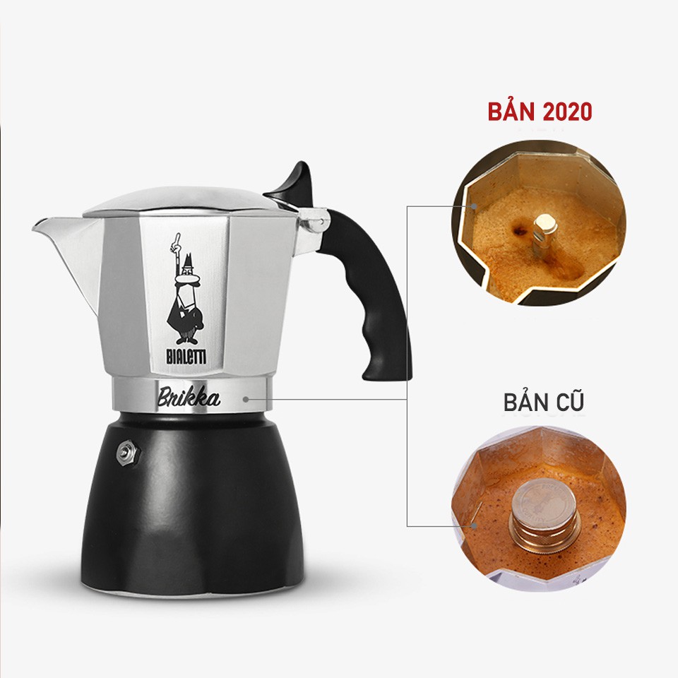 Ấm Moka Bialetti Brikka 4 cup (bản 2020) với van áp suất độc quyền | Made in Romania