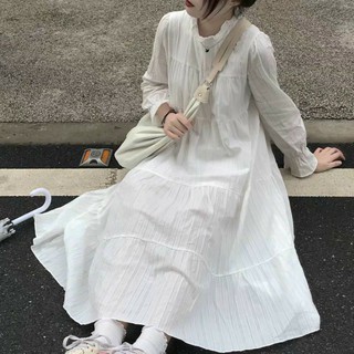 [ORDER TAOBAO] ĐẦM VÁY BABYDOLL TRẮNG BÈO DÀI TAY DÁNG XUÔNG (ẢNH THẬT Ở CUỐI)
