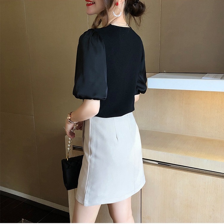 Áo Sơ Mi Dệt Kim Tay Ngắn Cổ Chữ V Thiết Kế Thời Trang Mùa Hè Mới Cho Nữ