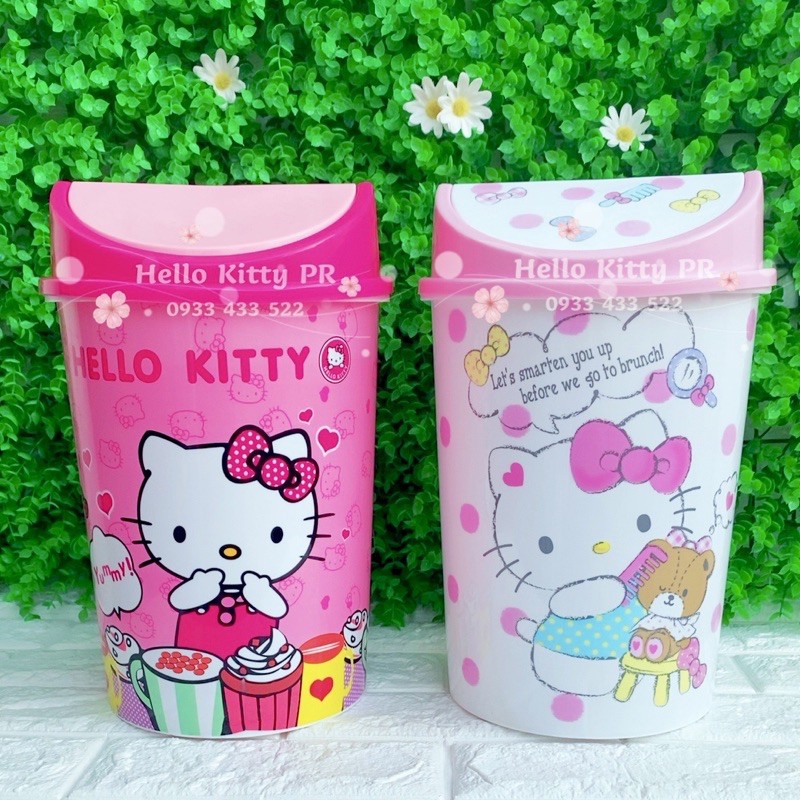 Thùng rác nắp lật Hello Kitty