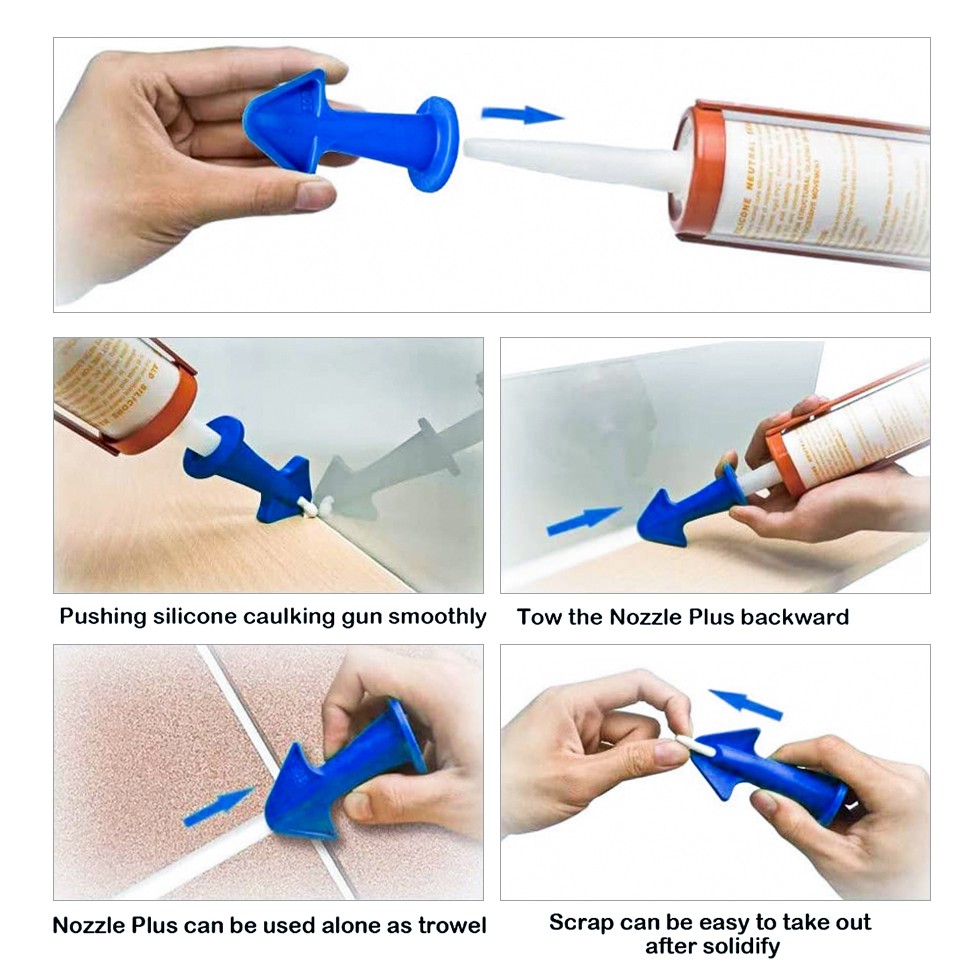 EKEZ Bộ 4 Đầu Phun Keo Caulk Cho Sàn Nhà + Dao Cạo Làm Sạch