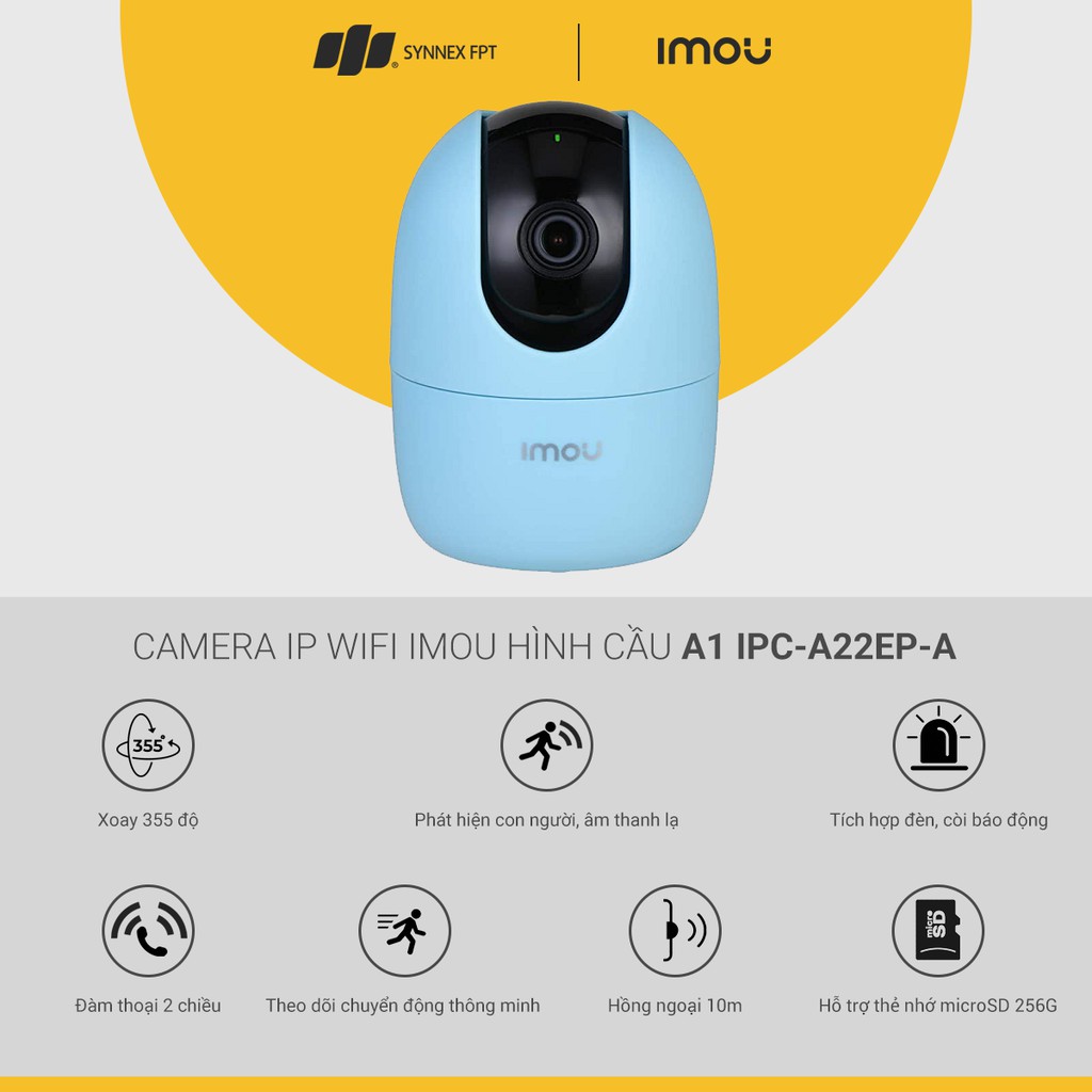 Camera IP WIFI Imou hình cầu A1 IPC-A22EP-A 2M, 2Y WTY (Blue)_IPC-A22EP-A - Hàng Chính Hãng